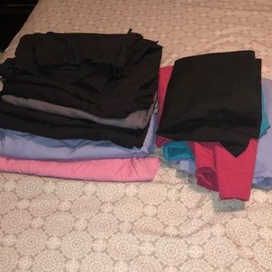 7scrub pants, 5 tops, used, L/XL
